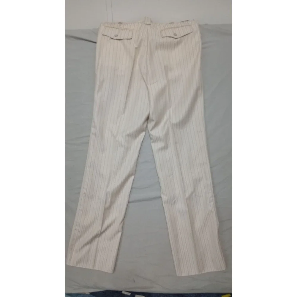 Vintage NOS Twinstone Western Yoke Rockabilly Suit 44/30 Ivory & Blue Stripe
